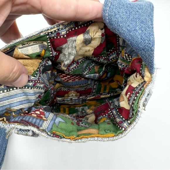 Custom Handmade Denim Grannycore Quiltwork Patch Lace Shoulder Bag Boho Hippie - Picture 10 of 11